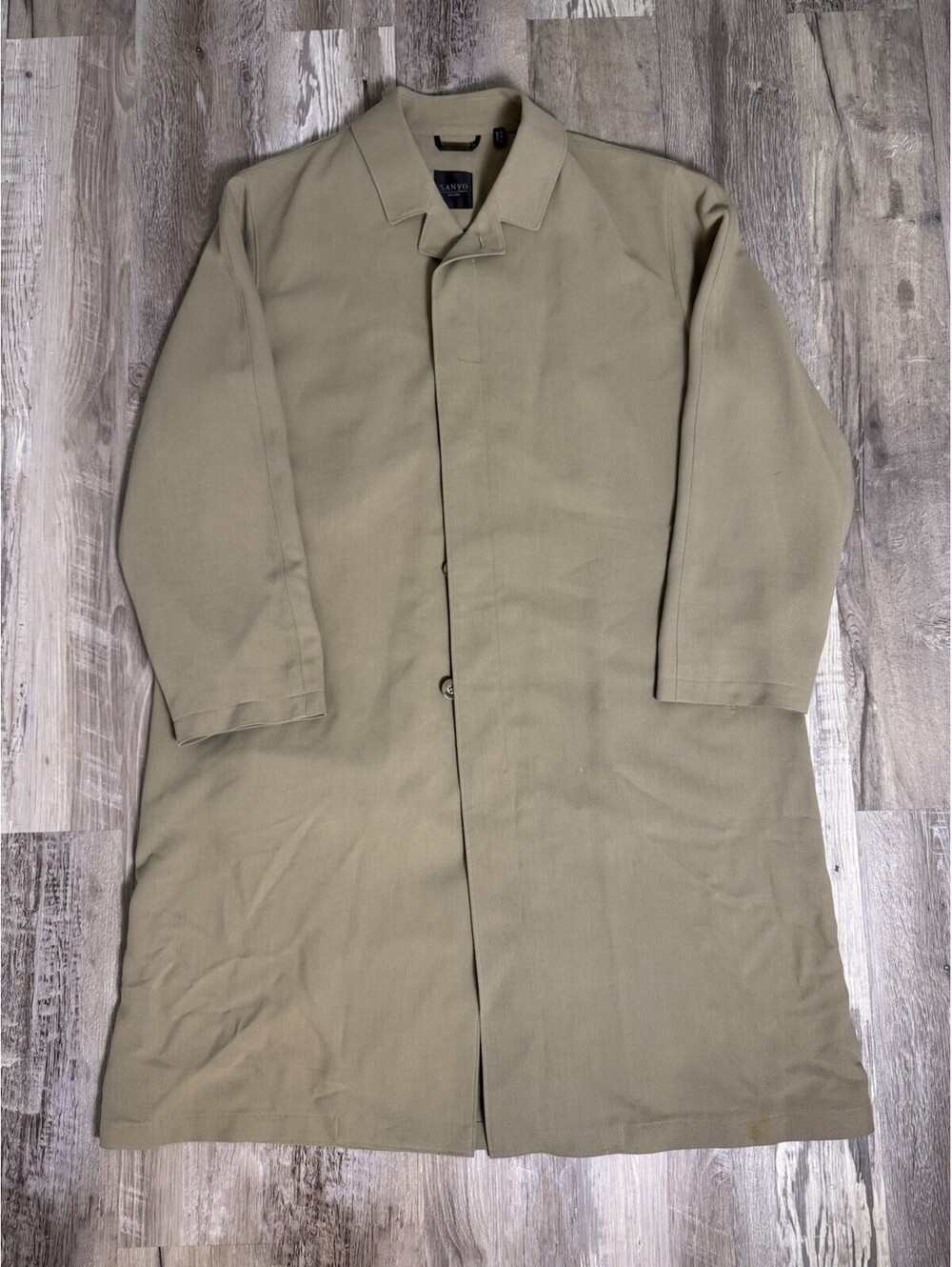 Vintage Sanyo New York Men’s Beige Long Trench Overcoat Size XL Made In Japan